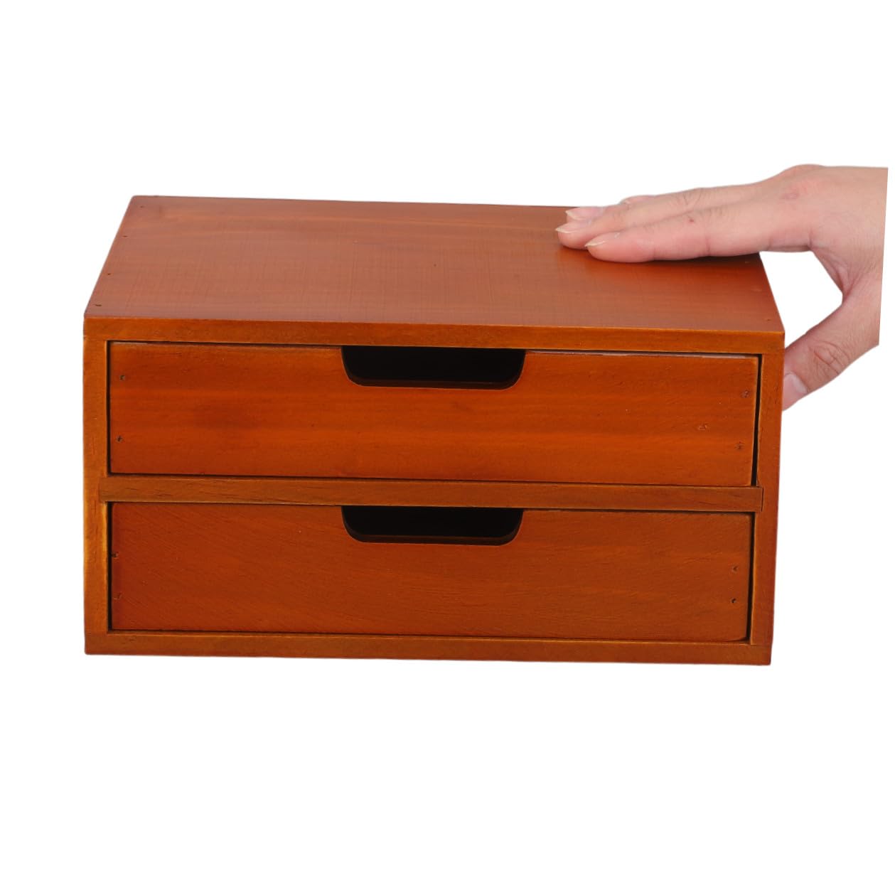 Mobiletto Portaoggetti in Legno con Cassetti da Scrivania Unità di Archiviazione Compatta a Due Livelli Organizzatore Multifunzionale per Ufficio e Piccoli Spazi