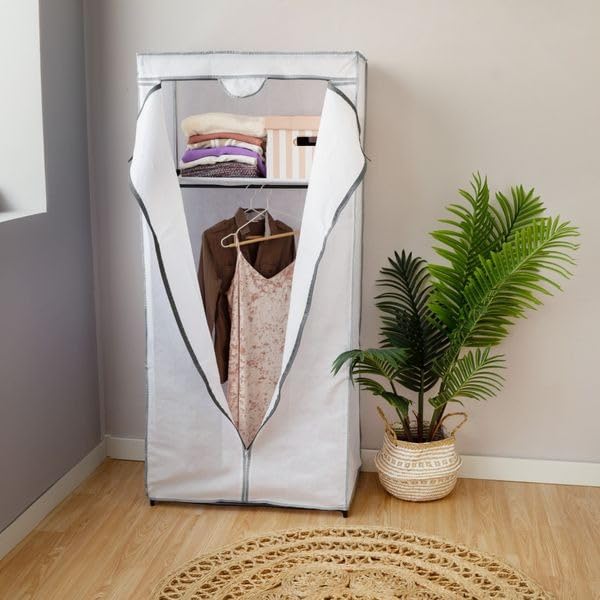 Compactor Armario de Tela con Estante y Cremallera – Armario de Tela para Ahorrar Espacio, Ideal para Camping, Habitaciones y trasteros, 70 x 45 x 155 cm