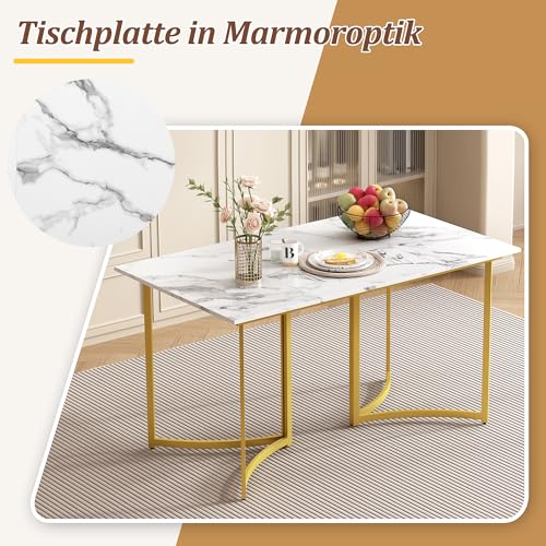 Table aspect marbre blanc avec pieds incurvés pour sol irrégulier - 8