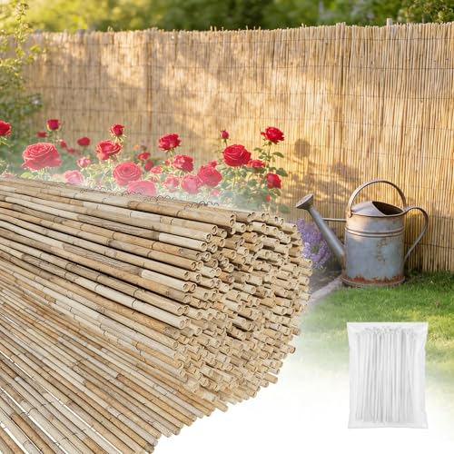 UISEBRT Schilfmatten Sichtschutz in 7 Größen Schilfrohrmatte 90x300 cm Sichtschutzzaun aus Natur Schilf Matte Sichtschutz Windschutz & Sonnenschutz für Balkon Terrasse Garten