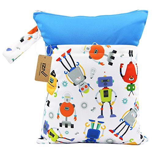 iZiv Bébé Sacs à Couche Lavable Réutilisable Imperméable, Sac Nappy, Sac de Couche à Langer Suspendre Lavable et Imperméable Réutilisable Organisateur, Double Fermeture à Glissière Impression