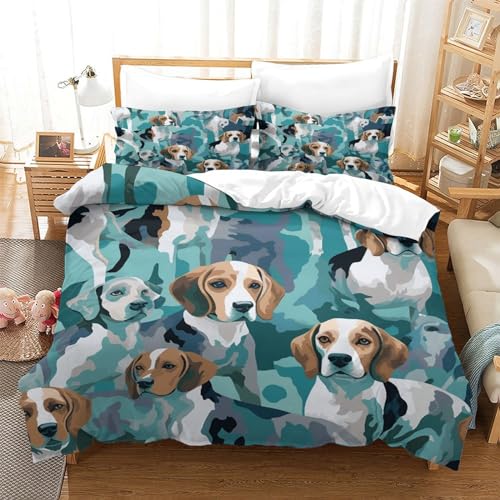 Funda nórdica de perro 3D microfibra suave matrimonio 200x200 cm con fundas almohada juego 3
