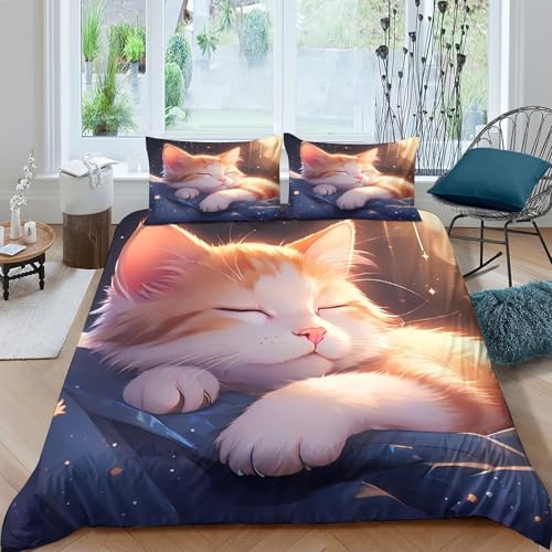 Housse de couette anti-tache chaton mignon lit double Super King