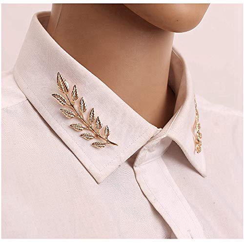 Gentlemen Suit Gold Brooches Simple Elegant 1 Pair Elegant Wheat Leaf Suit Clip Collar Pin Brooch Unisex2