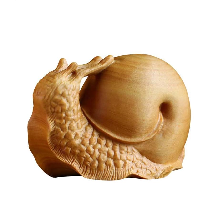 Amazon.co.jp: ツゲの木のカタツムリの像、木製の風水装飾の置物