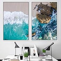 2 Piece Framed Canvas Wall Art Coastal Beach Canvas Prints Home Artwork Decoration for Living Room,Bedroom - 16