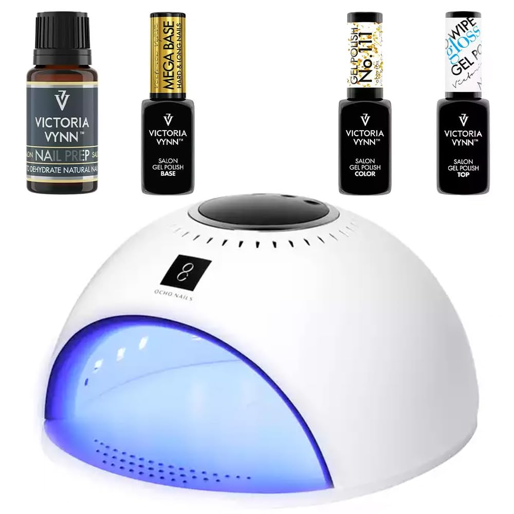 Victoria Vynn Hybrid Gel Polish Set - Desert Kiss, Mega Base Clear, Top-Glanz und Nail Prep Specialist - Perfekt für LED und UV Lampen (Gold Foil)