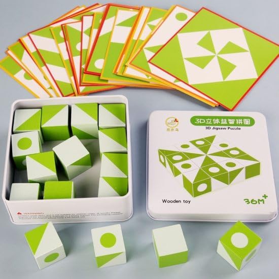 LittleLovik Wooden Pattern Cube 30 Geometric Shape Sorting Block Green/White Building Cubes Toy Educational Toy Space Sense Training Montessori Toys Toys for Kids. (B0DDHLB53J) Amazon Price History, Amazon Price Tracker