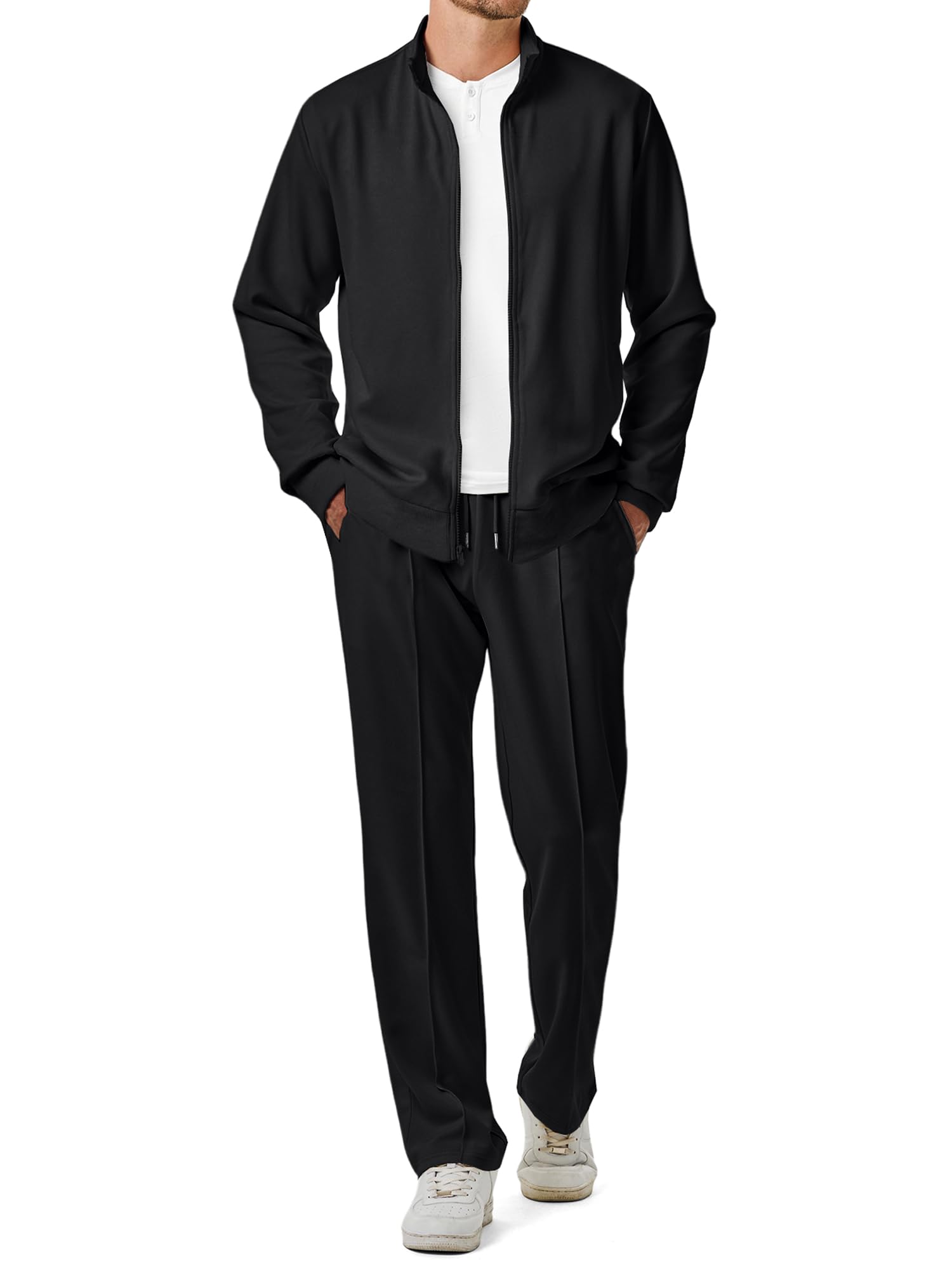 JMIERR Mens Sweatsuit Tracksuit 2 Piece Set Full Zip Casual Jogging Suits with Jogger Jackets and Pants Warm