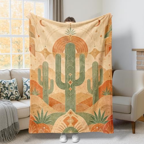 Couverture en fourrure cactus style bohème chic 152cm - 2