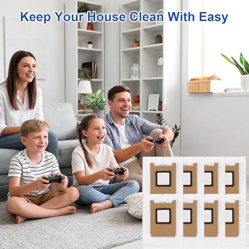 Image of Dust Bags Compatible with Eufy E28 OMNI, E25 OMNI, C28 OMNI Robot Vacuum - Large Capacity Vacuum Bags Replacement Parts Accessories Kit Effective Filtration Disposable Bag (8 Pack)