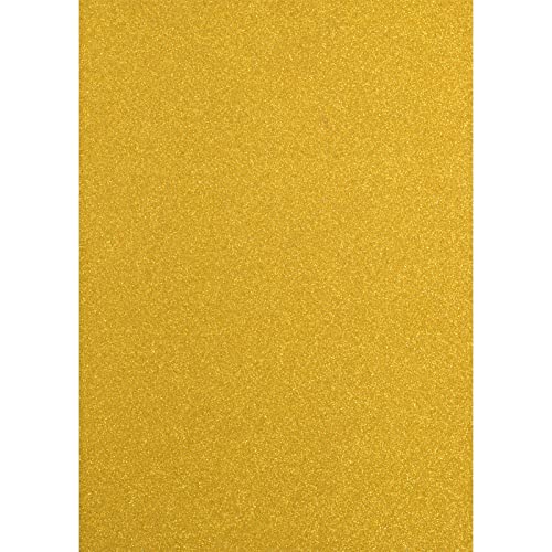 Florence Papier Pailleté Jaune - A4 - 5 - 350 g/m² - Doré - Papier Cartonné à Paillettes pour Loisirs Créatifs, Scrapbooking et Cartes de Vœux