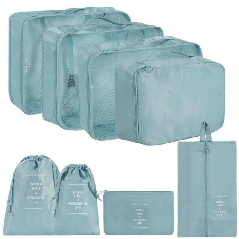 Suitcase Packing Cubes, 8PCS Travel Organiser Packing Bags, Travel Accessories Organizer Clothes Shoes Cosmetics Storage Bags-Grey - Image 4