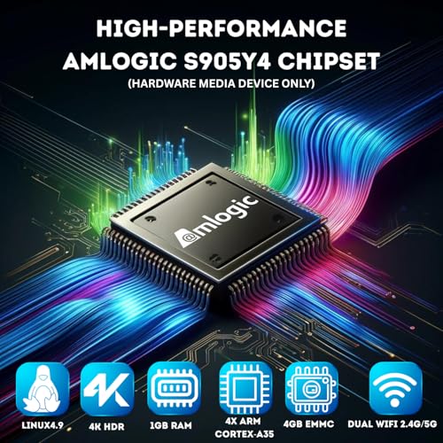 Image of Raxxio MAG544w3 TV Set-Top Box - 4K HDR TV Streaming Device with Amlogic S905Y4 Chipset, 1GB DDR4 RAM, 4GB Flash Memory, Dolby Digital Plus, Linux 4.9, Dual-Band WiFi, USB 2.0, HDMI Cable and Remote