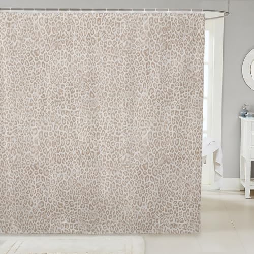jejeloiu Leopard Print Shower Curtain for Bathroom Decor Cheetah Print Bath Curtain Beige Bathroom Accessories Modern Art Waterproof Polyester Fabric for Stalls Bathtubs 72x72