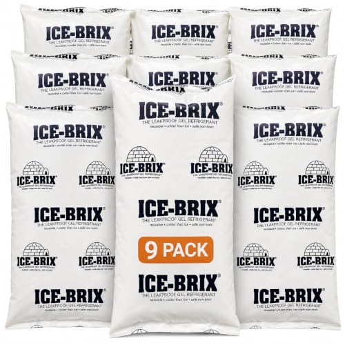 Image of ICE-BRIX Reusable Gel Ice Packs for Shipping, 10 x 6 x 1.5 in White (9 Pack) - Extra Large Reusable Cold Packs for Frozen Food Shipping, Meal Kits, Coolers & Medical Mailers