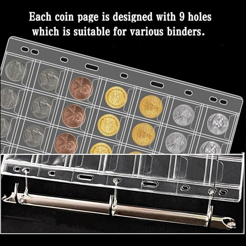 Ettonsun 12 Sheets 42-Pocket Coin Collecting Pages Coin Sleeves - Image 4