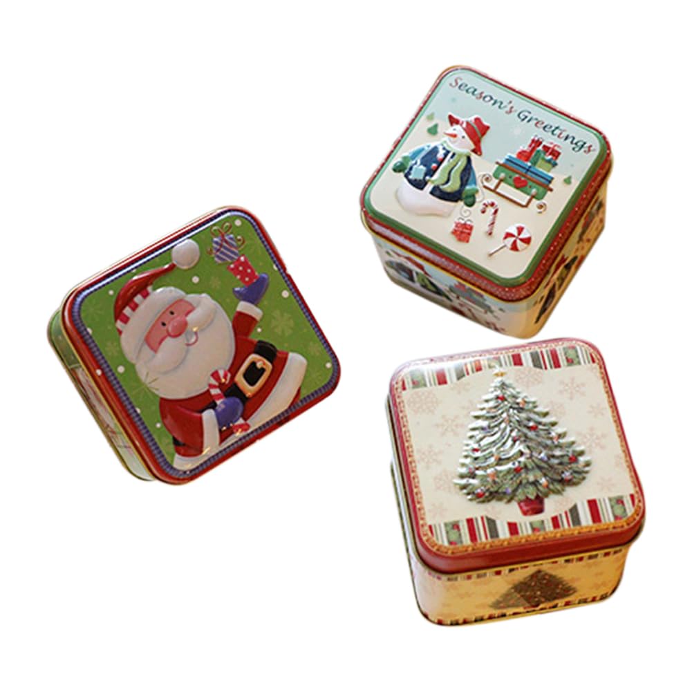 Amazon.co.jp: クリスマス 雑貨 ブリキ 角缶 収納ボックス ケース
