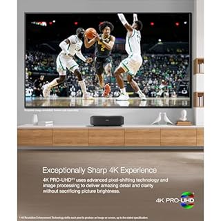 Epson EpiqVision Ultra LS650 Ultra Short Throw 3-Chip 3LCD Smart Streaming Laser Projector, 4K PRO-UHD, HDR, 3,600 Lumens, up to 120", Android TV, Sound by Yamaha - Black (Renewed)