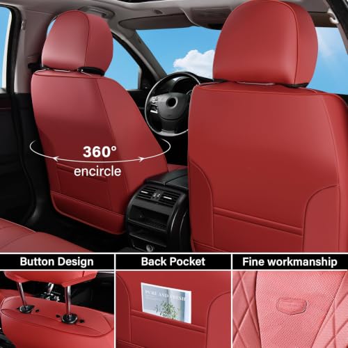 Image of Coverado Front Seat Covers, Universal Seat Covers Front Seats, 2 Pack Breathable Automotive Seat Covers for Most Cars SUV Trucks (Front,Red)