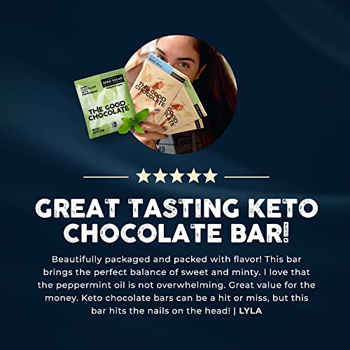 The Good Chocolate - Keto Mint Chocolate Squares, Zero Sugar, Lower Net Carb Snack, Lower Calorie, Vegan Chocolate Candy, 18 Square Family Packs #TOP7