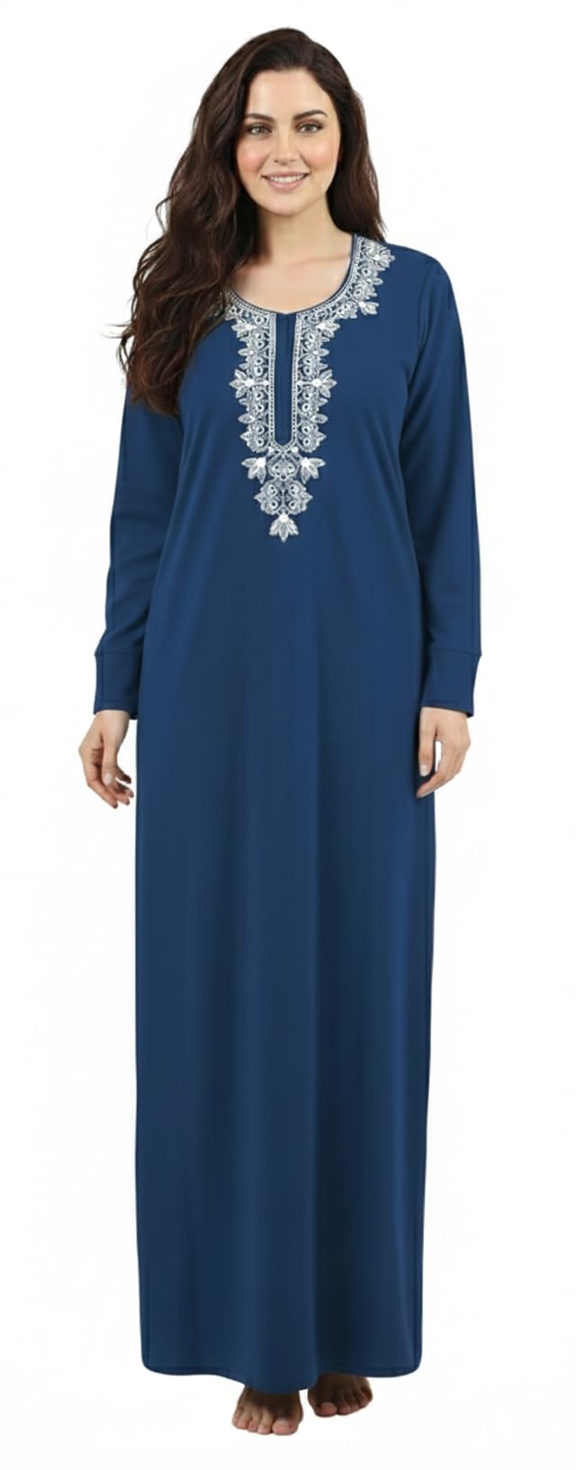 Women's Thermal Woolen Winter Nighty Maxi Gown Nigh Wear-image-28