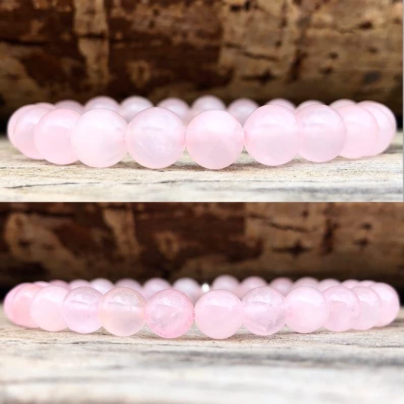 Bracelet Extensible Quartz Rose Évite l'Allergie Perles 8mm - 3