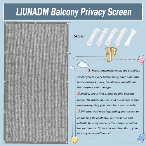 Brise-vue pour balcon contre les regards indiscrets en toile gris clair - 6