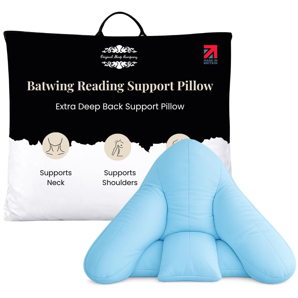 Original Sleep Company Orthopaedic Batwing Pillow – Reading Back Support Pillow with Hollowfibre Filling, Polycotton Pillowcase, Lumbar & Neck Support Cushion, Machine Washable, Made in Britain — image 1