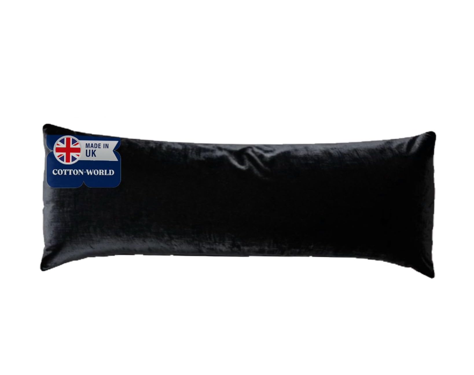 Bolster Pillow, Crushed Velvet Full Body Pillow, Hollowfibre Filled Orthopaedic Support Pregnencey Pillow, White Neck Support & Maternity Side Sleepers Pillows Cushion (Black, 4.6FT DOUBLE)