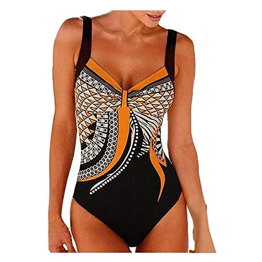Maillot Bain Femme 1 Piece Gainant Ventre Plat Menstruel Maillot De Bain Transbronzant Shorty Amincissant Push Up Bikini Sexy Piscine Tankini Swimsuit Mes Commandes(Orange,L)