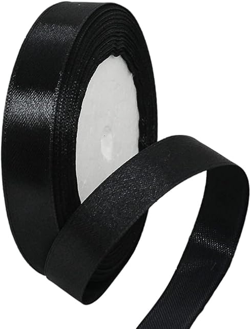 Black Ribbon 15mm for Gift Wrapping,22M Halloween Satin Ribbon Black Polyester Ribbon Balloon Ribbon Fabric Thick Ribbon for Crafting,Christmas,Valentine,Bouquets,Cake Wedding Party Decorations