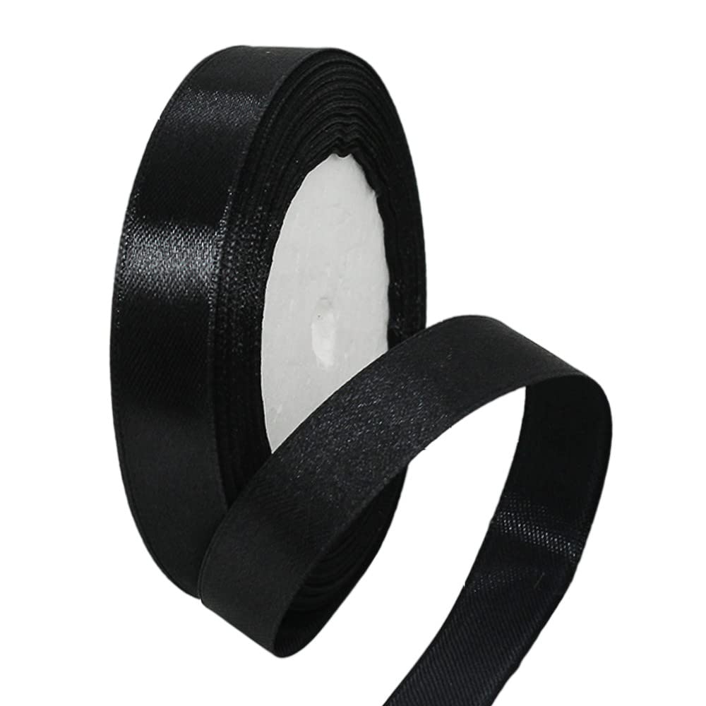 10mm Black Ribbon for Gift Wrapping,22m Fabric Thick Satin Ribbon Black Bow for Gift Wrapping,Ribbons for Balloons,Crafting,Hair,Bouquets,Wedding, Car,Presents,Cake,Christmas Party Decorations — view 13