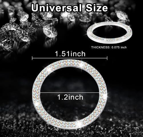 SOLASTA Crystal Rhinestone Car Bling Ring Emblem Sticker Bling Car Accessories for Women Push to Start Button Key — view 4