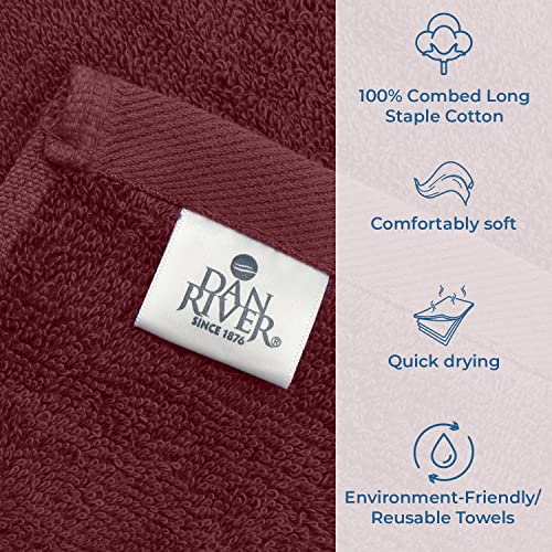 Image of DAN RIVER Bath Towels Set of 4, 27 x 54 Inches, 100% Cotton, Larger & Lighter Weight, Quicker to Dry, Super Soft and Absorbent, Ideal Soft Bath Towels for Daily Use, Pomegrante