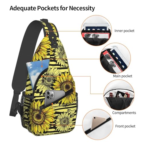 Bees Sunflowe Stylish Men'S Messenger Bag - Durable Polyester, Huge Capacity & Adjustable Strap4