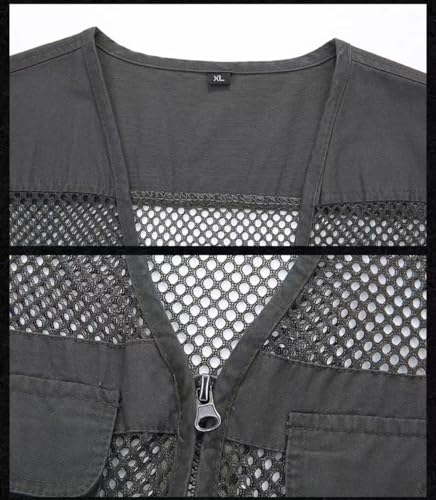 Daoba Sommer Outdoor Sport Weste Mesh Atmungsaktiv Safari Weste Mit Vielen Taschen Für Jagd Angeln Camping (Picture, EU M (Asia L))