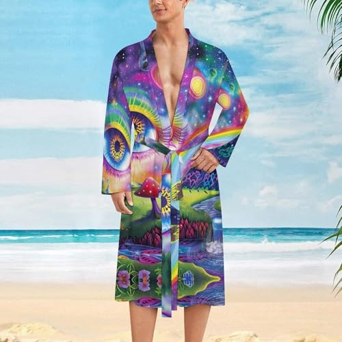 Magic Evil Eyes Mushroom Egyptian Pyramid Funny Men's Robe Soft Lightweight Bathrobe Long-sleeve Spa Robes2