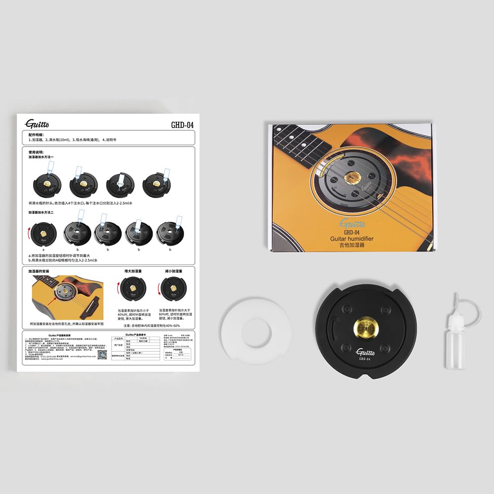 Cubierta acústica para humidificador de guitarra con higrómetro para el cuidado y mantenimiento de la guitarra