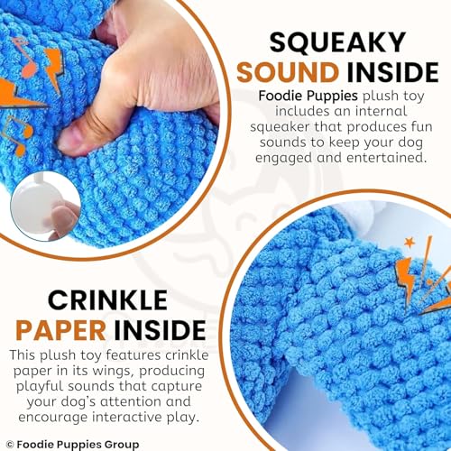 Image of Foodie Puppies Interactive Dog Squeaky Plush Toy - (Blue Swan) | Durable Crinkle Papered, Cotton Stuffed Chew Toy for Teething, Cuddling, Playing and Training | for Small to Medium Dogs (Size: 30cm)