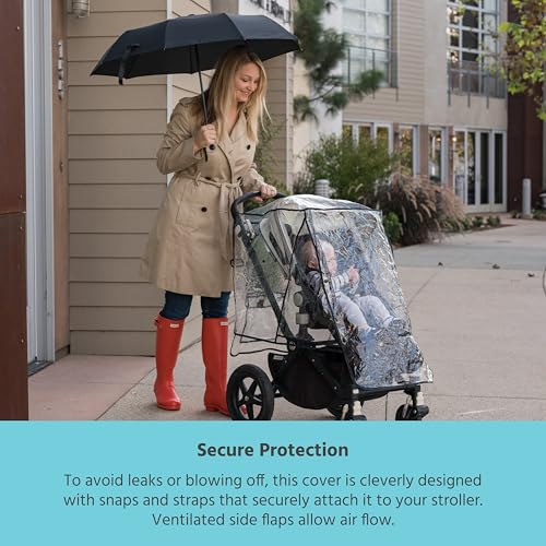 Image of J.L. Childress Stroller Rain Cover - Universal Stroller Poncho - Stroller Accessory - Ventilated Baby Weather Shield and Protection Rain Cover