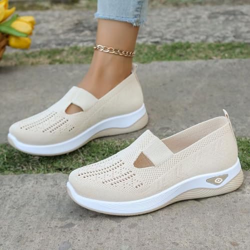 Image of Orthopedic Walking Shoes for Women,2026 New Orthowalkway Womens Shoes,Woven Orthopedic Breathable Walking Sneaker Non-Slip Arch Support Slip on Shoes