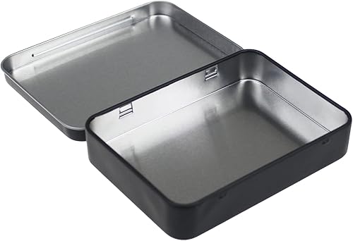 Miniatura 4 de 12 piezas rectangulares de metal vacíos con bisagras recipientes de latas para necesidades básicas para el hogar, juego de mini cajas, 4.5 x 3.3 x