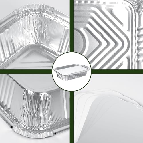 Notwoe 30 Stück Aluschalen Grill,Grillschalen Aluminium 1750ml/700ml/410ml,Aluschalen Mit Deckel,Alu Grillschalen Wiederverwendbar,Grill Aluschalen Für Kochen (Silber-255-30 Stück/mit Deckeln)