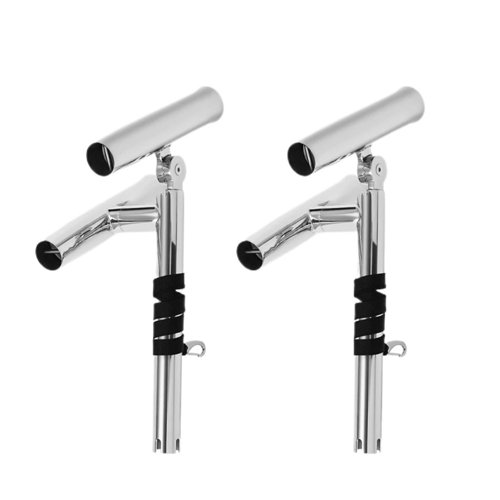 SUBLXPoten Stainless Steel Fishing Rod Holder 2 Pack Stainless Steel Double Fishing Rod Holders, Adjustable Angle Boat Mount with Nylon Strap, Insert Type Rack for Yacht Rail