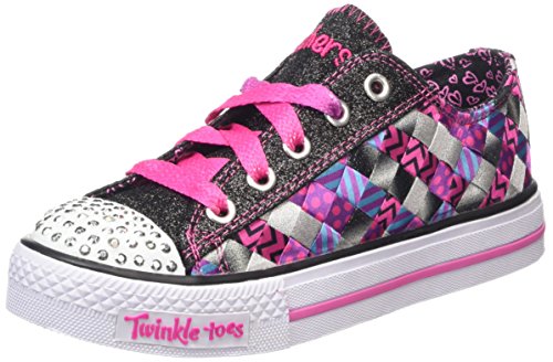 Skechers Girls Twinkle Toes Shuffles Jumpstarts,Black/Hot Pink,US 1.5 M - Main Image