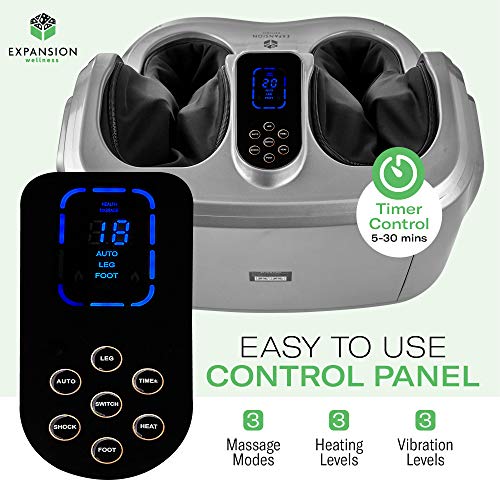 Shiatsu Heated Foot and Calf Massager Machine to Relieve Sore Feet, Ankles, Calfs and Legs, Deep Kneading Therapy, Relaxation Vibration and Rolling and Stimulates Blood Circulation Plantar Fasciitis - Thumbnail 5