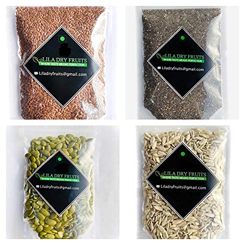 LILA DRY FRUITS Seeds Combo for Eating (250g * 4) – Raw Seeds Mix (Chia, Sunflower, Pumpkin & Flax) – Mixed Seeds | Diet Snacks