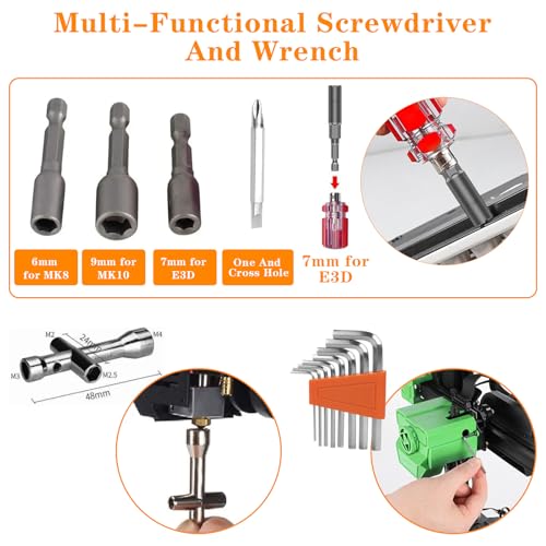 KOMABLEN 84PCS 3D Drucker Zubehör, 3D Drucker Werkzeug, 3D-Drucker-Zubehörteile mit Handentgrater, Akupunkturnadeln Reinigungsset, Düsenwechselwerkzeug, Gravieren und Entfernungswerkzeug – Bild 6