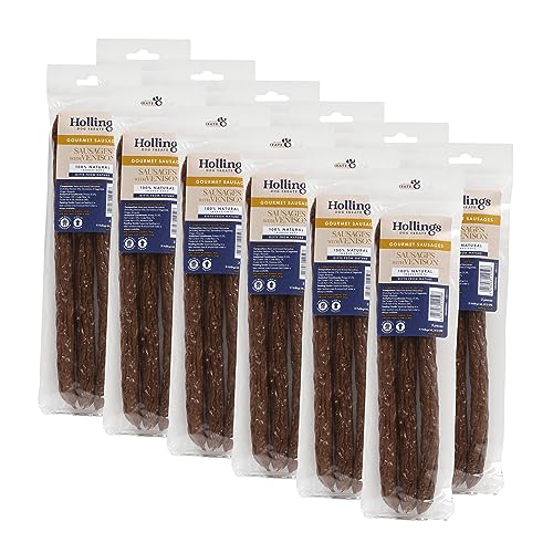 Hollings Sausages with Venison Dog Treats Delicious Nutritious Air Dried Chews for Adult Dogs Made with Natural Ingredients (3-Pack)